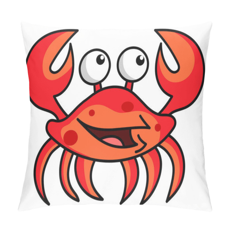 Personality  Crab Character Smiling With Big Claws On A White. Stock Illustration Vector Pillow Covers