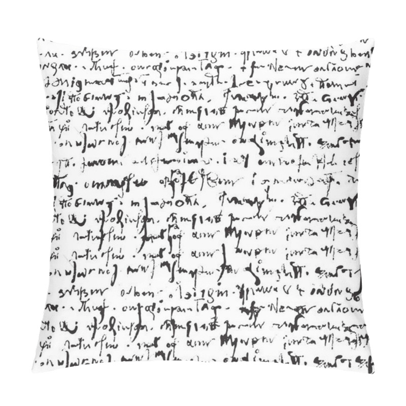 Personality  Abstract Black And White Repeatable Seamless Pattern With Tracery Of Abstract Hand Lettering, Handwriting In A Medieval Manner, Written By Old Pen Pillow Covers