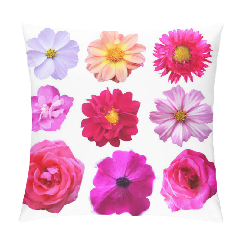 Personality  Beautiful Pink Flowers Set Isolated On White Background. Natural Floral Background. Floral Design Element Pillow Covers