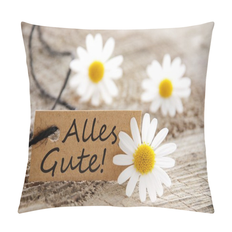 Personality  Natural Looking Label With Alles Gute! Pillow Covers