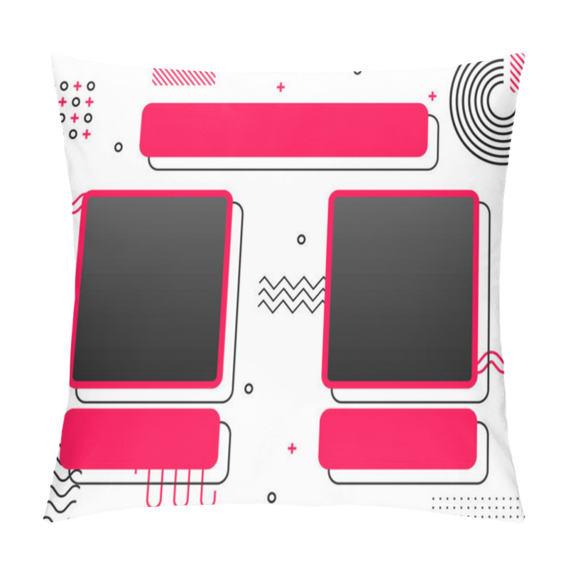 Personality  Trendy Geometric Design With Black Squares And Pink Rectangles For Modern Presentations Or Website Banners Pillow Covers