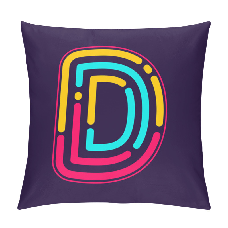 Personality  D Letter Logo With Neon Lines Pillow Covers