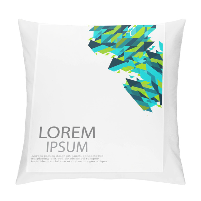 Personality  Vector Brochure, Leaflet, Flyer, Cover Template. Modern Geometric Abstract Background Blue Green Triangles. Minimalistic Design Creative Concept Pillow Covers