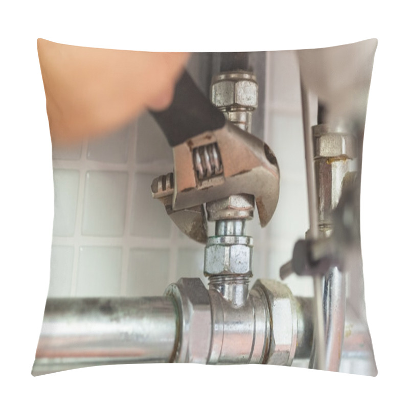 Personality  Close Up Of Hand Repairing Pipes Pillow Covers