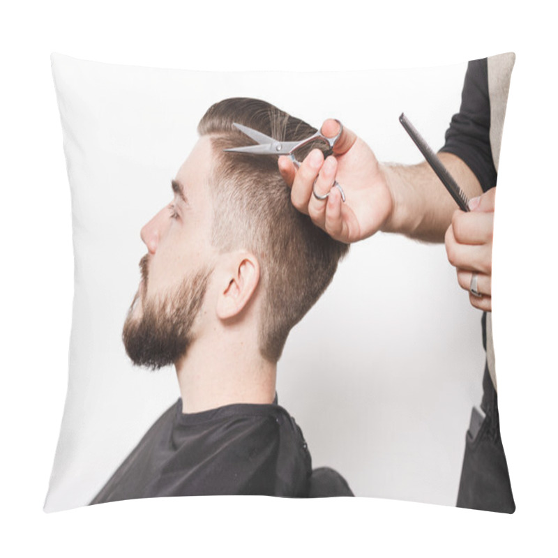 Personality  Hairdresser Shaving Young Man Pillow Covers