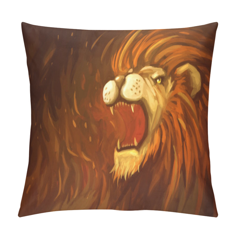 Personality  Illustration Digital Painting Lion Face Pillow Covers