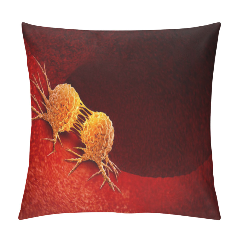 Personality  Cancer Cell Dividing And Treatment For Malignant Cancer Cells In A Human Body Caused By Carcinogens And Genetics With A Cancerous Cell As An Immunotherapy Symbol And Medical Therapy As A 3D Illustration. Pillow Covers