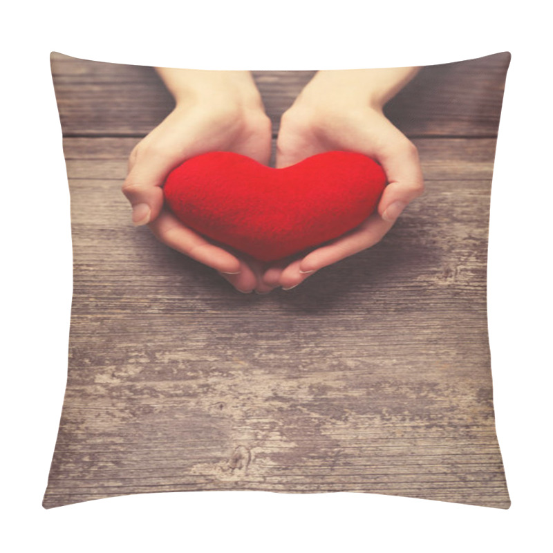 Personality  Female Hands Holding Red Heart Pillow Covers