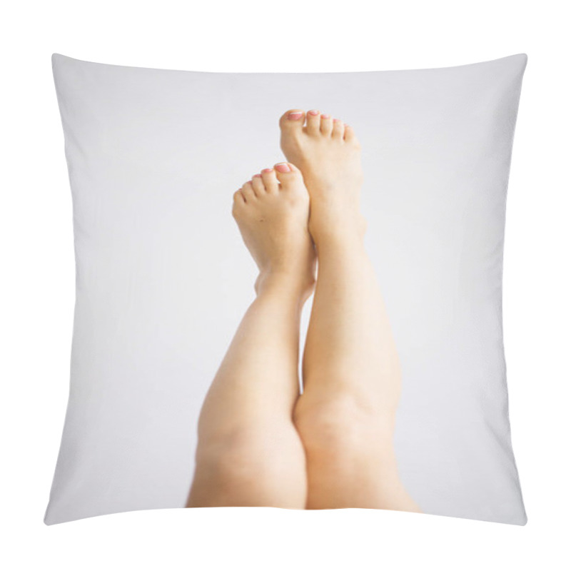 Personality  Hand And Nail Care. Beautiful Women's Feet With Perfect Pedicure. Beauty Day Spa Manicure. Pillow Covers