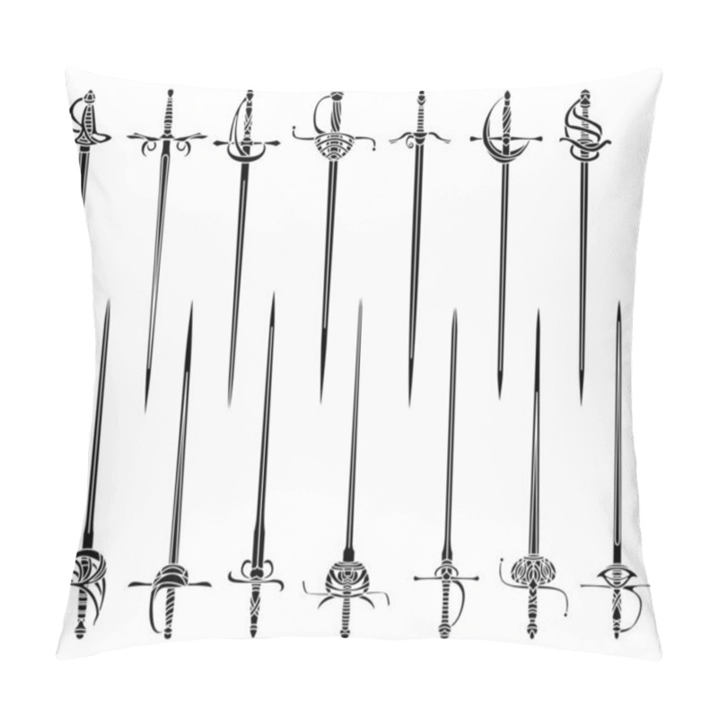 Personality  Set Of Simple Monochrome Images Of Epees And Rapiers. Pillow Covers