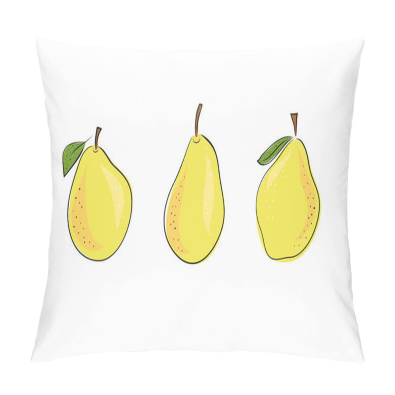 Personality  Hand Drawn Sketch Style Fruits Set. Bio Food Vector Illustration Collection On White Background. Slice Pear Pillow Covers