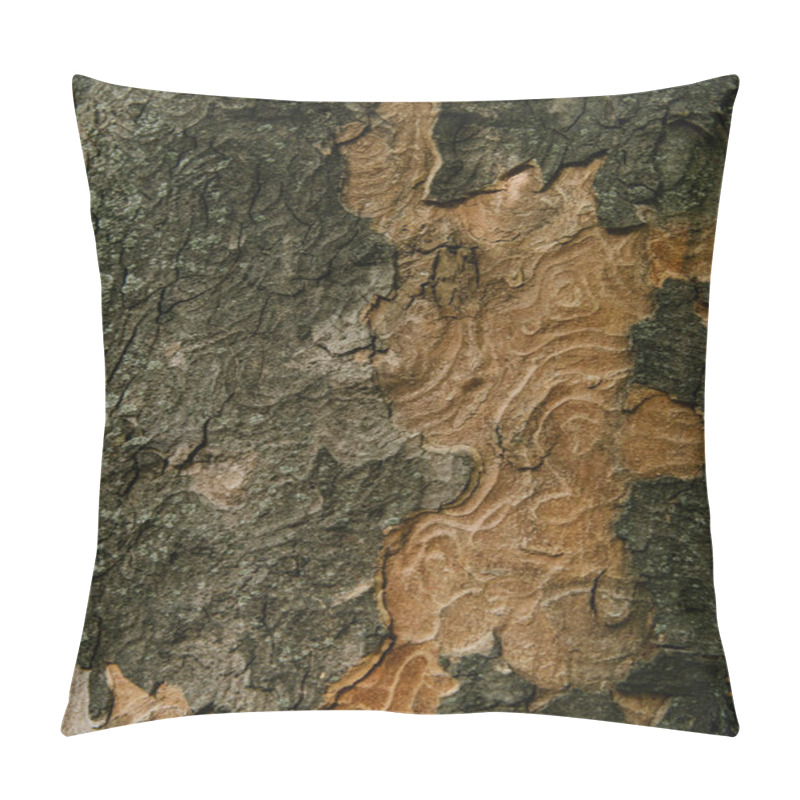 Personality  Close-up Shot Of Termite Patterned Tree Bark Pillow Covers