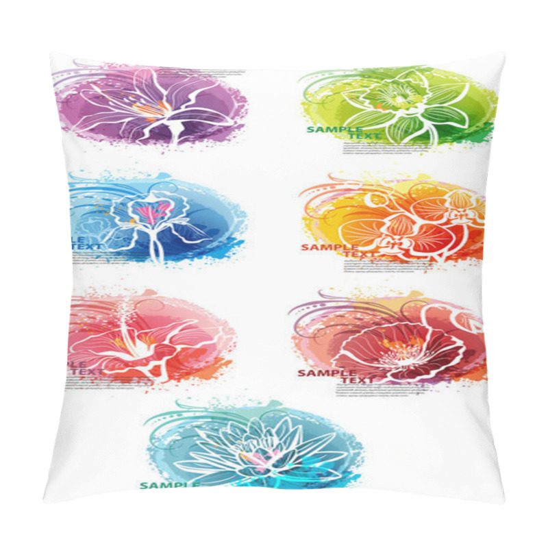 Personality  Set Of Banner With Flower Heads Pillow Covers