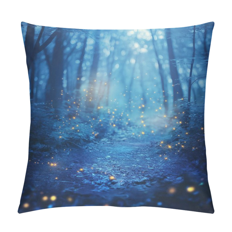 Personality  Forest With Glowing Stars And Fairy Lights, Abstract Background. Pillow Covers