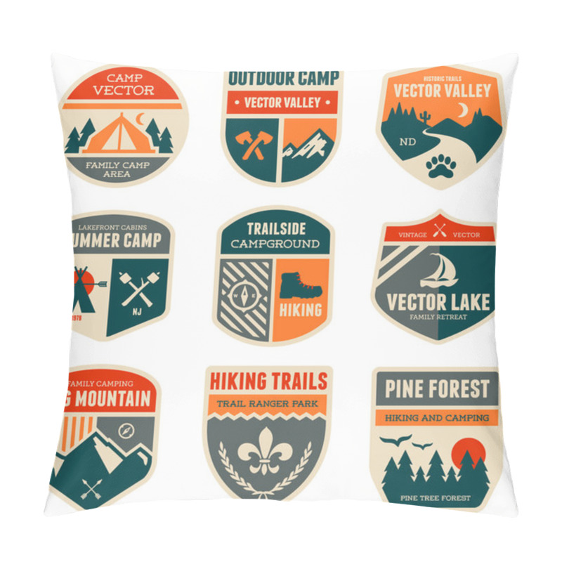 Personality  Retro Camp Badges Pillow Covers