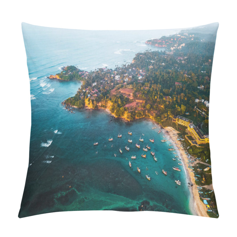 Personality  Aerial View Of The Weligama Cape With Fisherman Village And Anchored Boats Pillow Covers