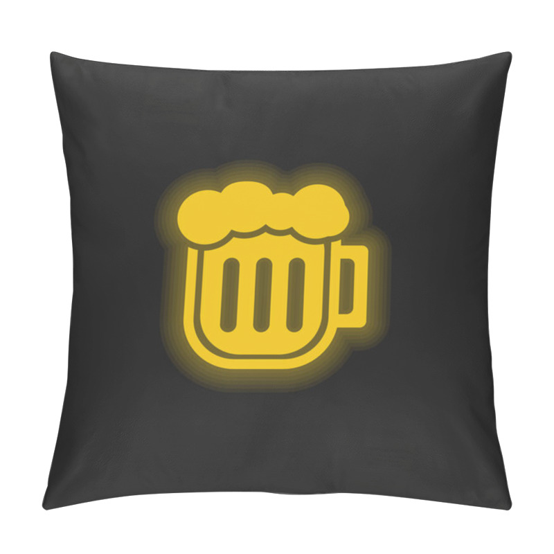 Personality  Beer Pint Yellow Glowing Neon Icon Pillow Covers