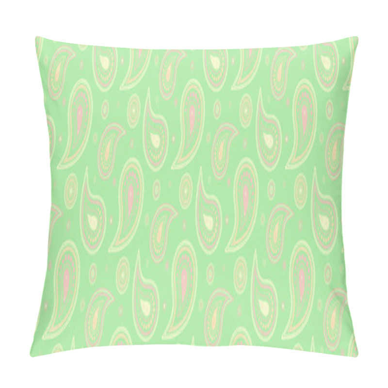 Personality  Elegant Pastel Paisley Pattern On A Soft Green Background. Perfect For Textile Design, Wallpaper, Or Any Project Needing A Delicate, Vintage Touch. Pillow Covers