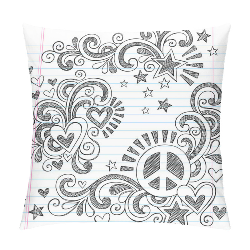 Personality  Peace And Love Sketchy School Notebook Doodles Vector Illustration Pillow Covers