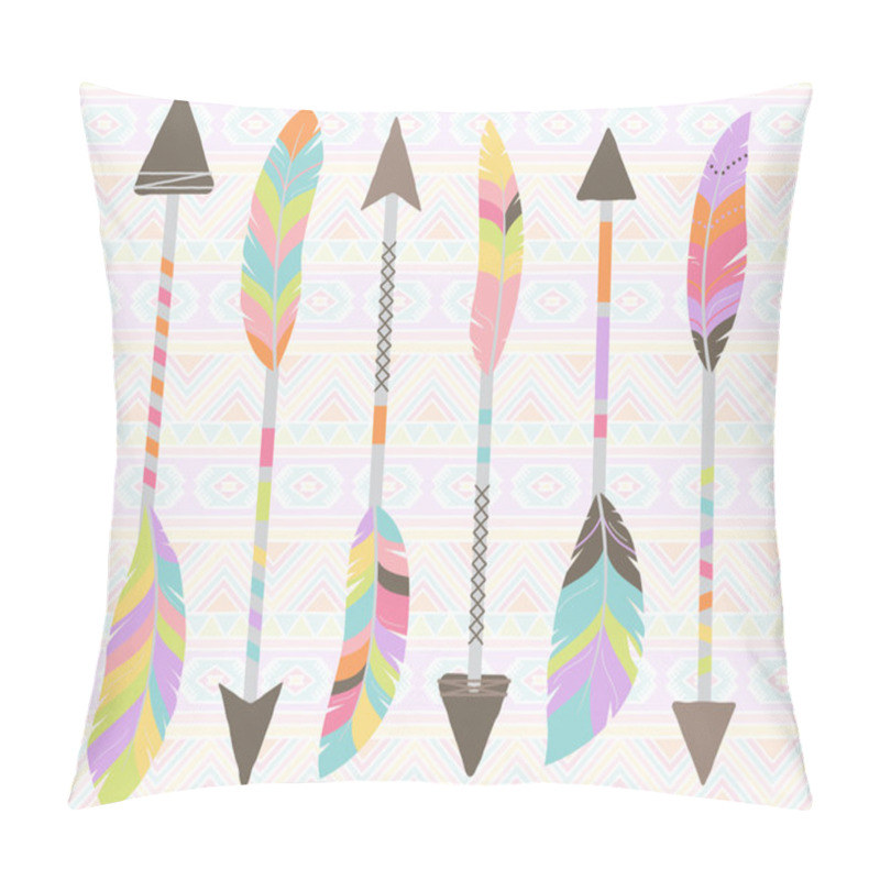 Personality  Vector Collection Of Stylized Tribal Feather Arrows Pillow Covers