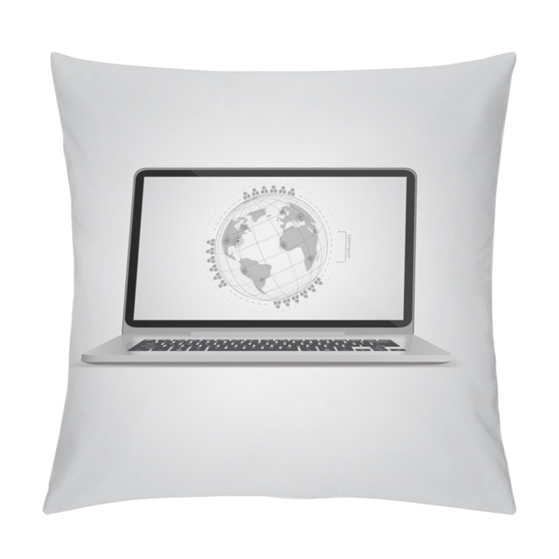 Personality  Laptop Computer With Wold Map Pillow Covers