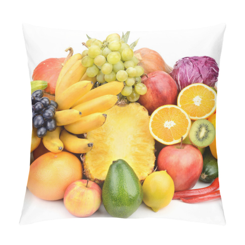 Personality  Fruits And Vegetables Isolated On White Background Pillow Covers