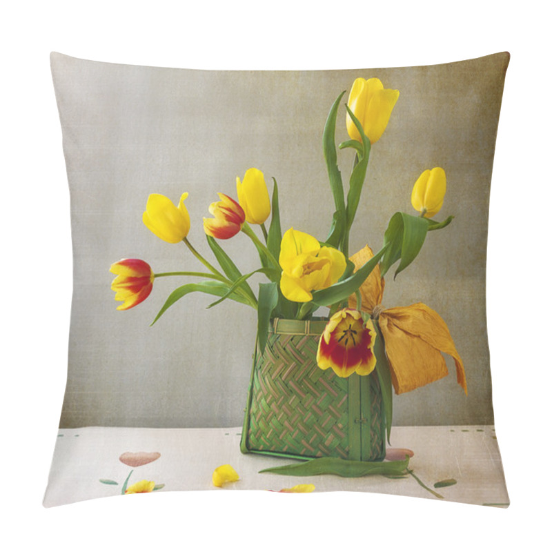 Personality  Still Life Bouquet Yellow Tulips Pillow Covers