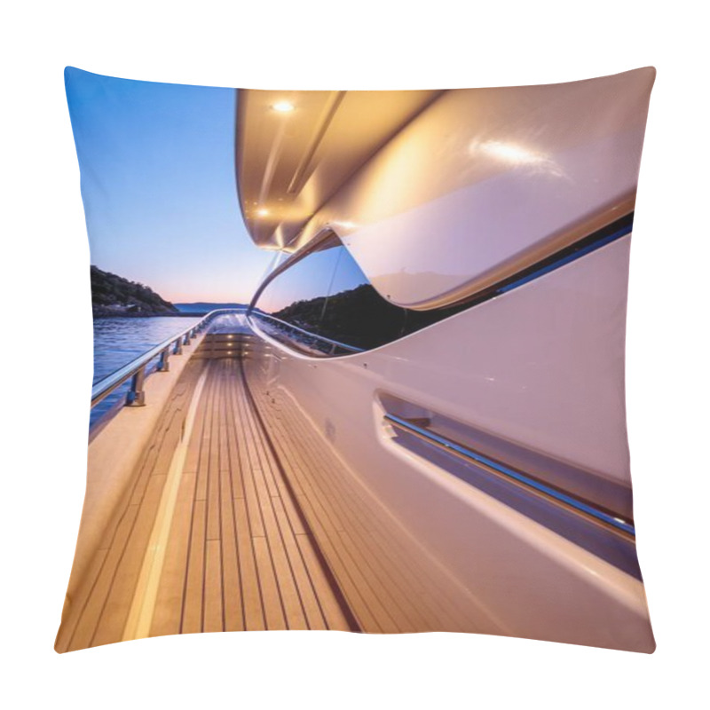 Personality  A Vertical Shot Form The Yacht Of The Sea Under A Dark Blue Sky Pillow Covers