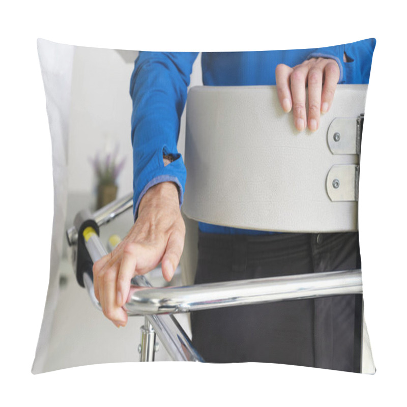 Personality  Physiotherapist Assisting A Patient With Amyotrophic Lateral Sclerosis. Pillow Covers