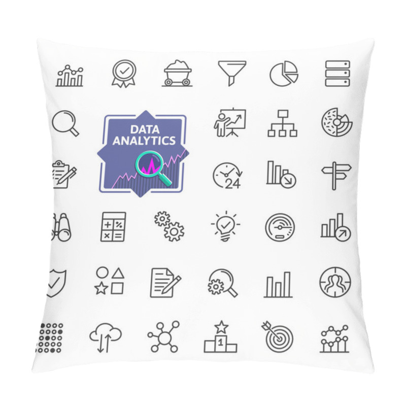 Personality  Data Analysis, Statistics, Analytics  - Minimal Thin Line Web Icon Set. Outline Icons Collection. Simple Vector Illustration Pillow Covers