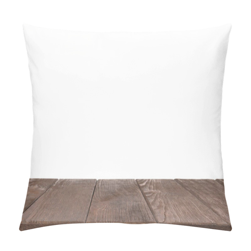 Personality  Empty Brown Wooden Surface Isolated On White Pillow Covers