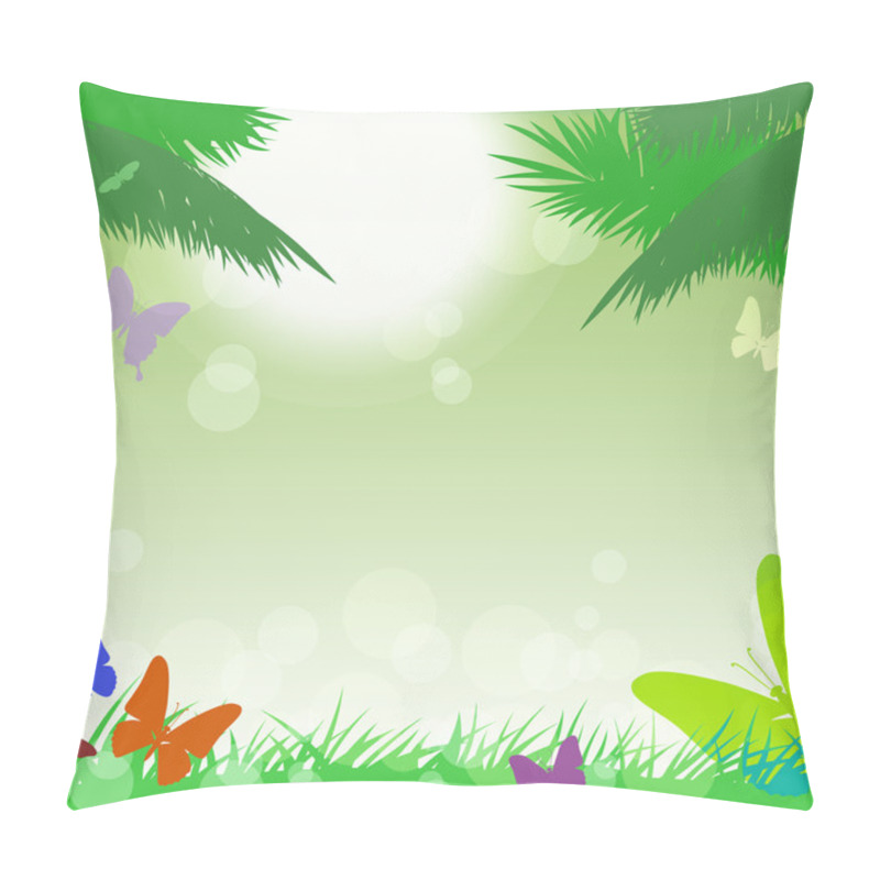 Personality  Vector Tropical Background With L Butterflies. Pillow Covers