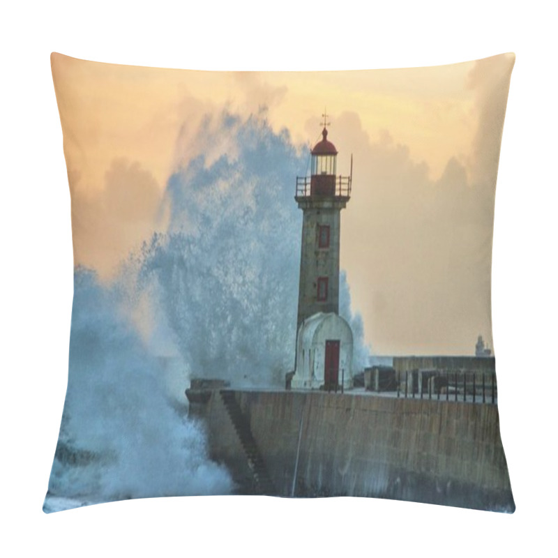 Personality  Storm In Oporto Lighthouse, Portugal Pillow Covers