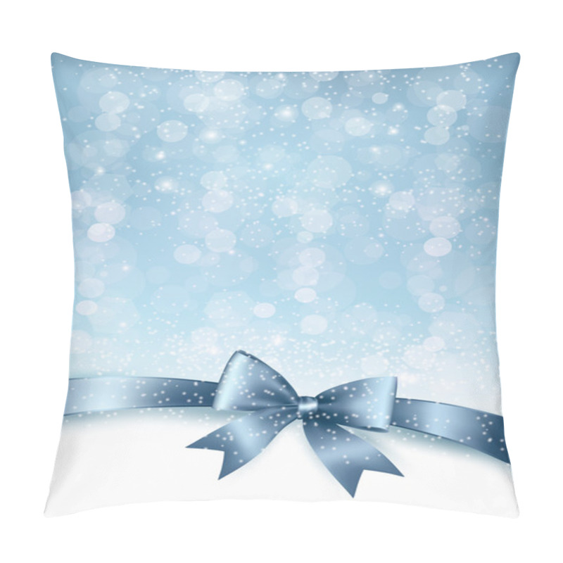 Personality  Christmas Holiday Background With Gift Glossy Bow And Ribbon. Ve Pillow Covers