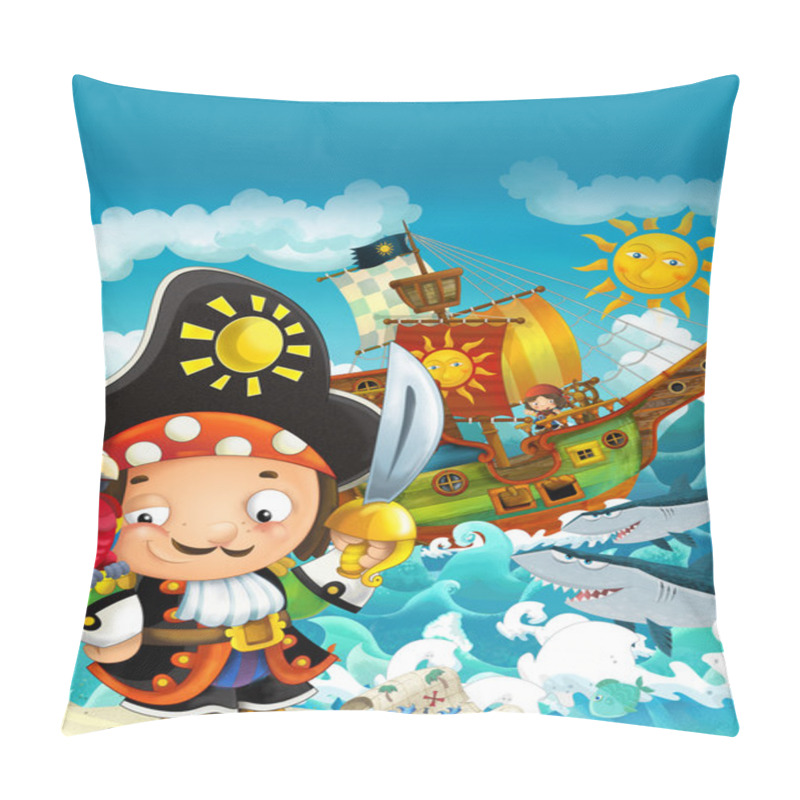 Personality  Cartoon Scene With Pirate Captain Pillow Covers