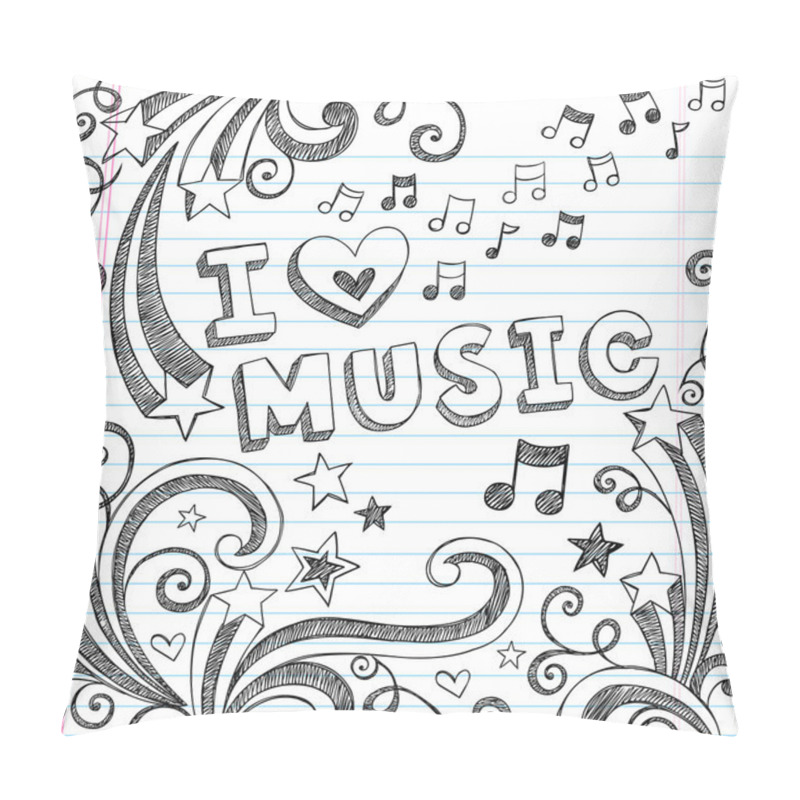 Personality  I Love Music Sketchy Doodle Back To School Vector Design Pillow Covers