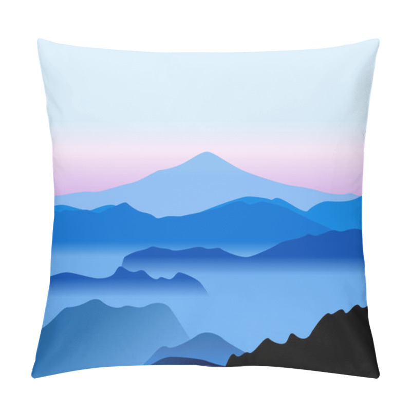 Personality   Landscape With Mountain Peaks In The Fog. Pillow Covers