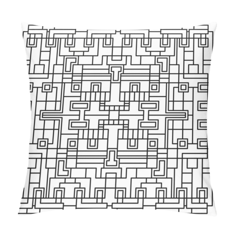 Personality  Detailed Black-and-White Geometric Maze Pattern With Symmetrical And Interconnected Line Work Pillow Covers