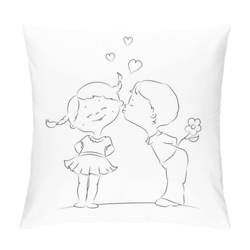 Personality  Hand Drawn Illustration Of Kissing Boy And Girl Pillow Covers