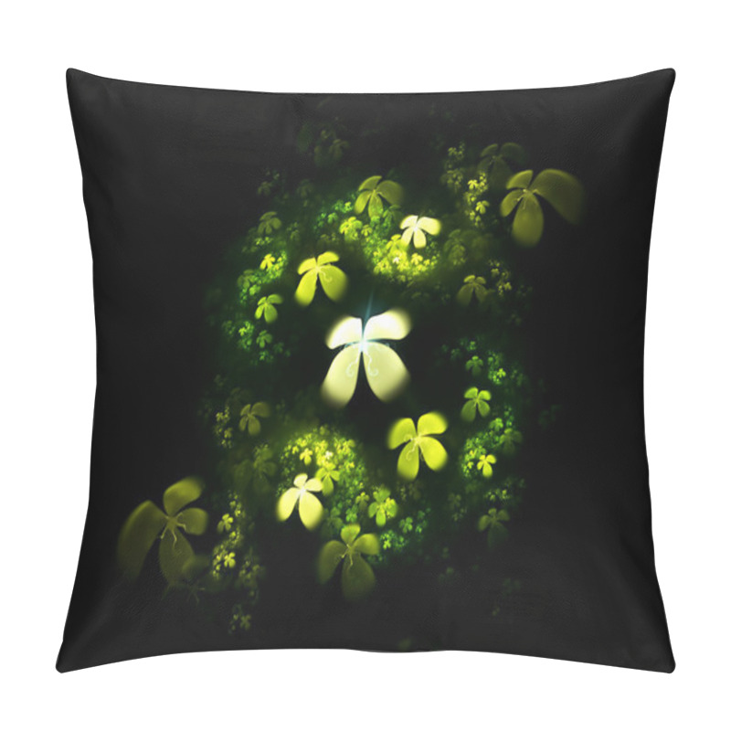 Personality  Four Leafed Clover On Black Pillow Covers