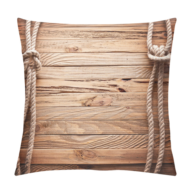 Personality  Image Of Old Texture Of Wooden Boards With Ship Rope. Pillow Covers