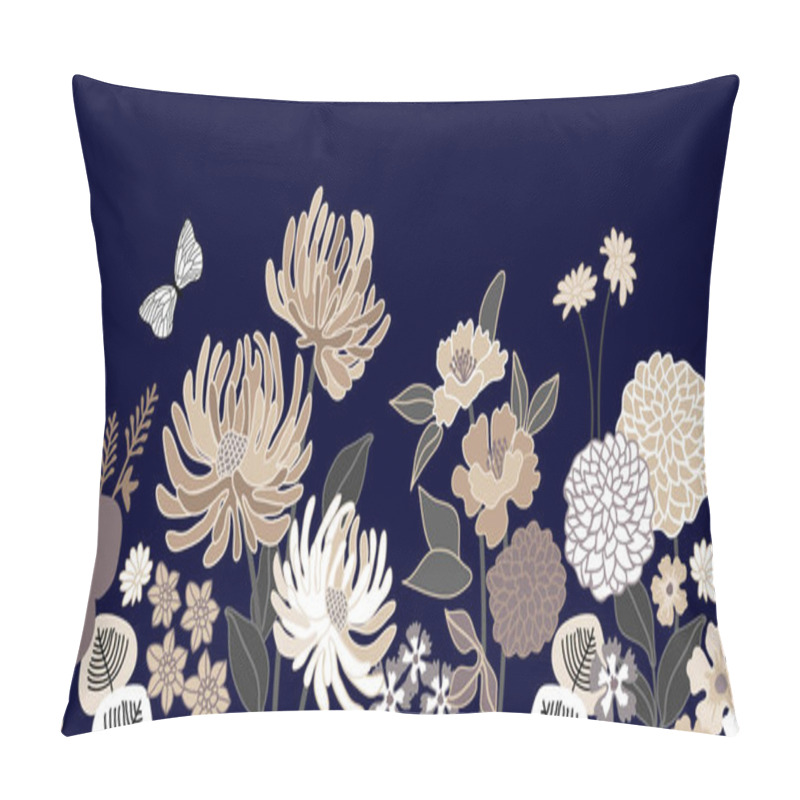 Personality  Seamless Botanical Border With Japanese Motifs. Pillow Covers