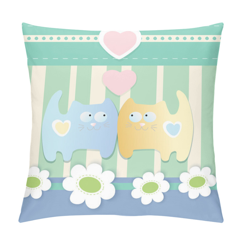 Personality  Vector Cute Background With Cats. Pillow Covers