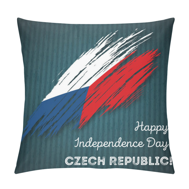 Personality  Czech Republic Independence Day Patriotic Design Expressive Brush Stroke in National Flag Colors on pillow covers