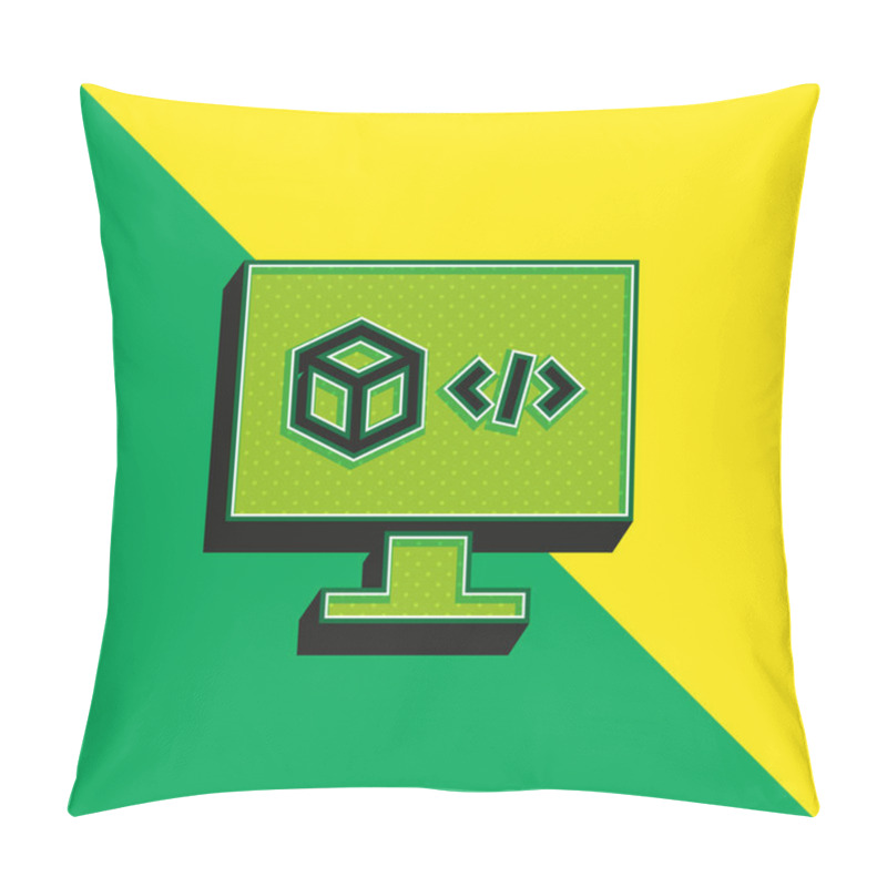 Personality  3d Printing Software Green And Yellow Modern 3d Vector Icon Logo Pillow Covers