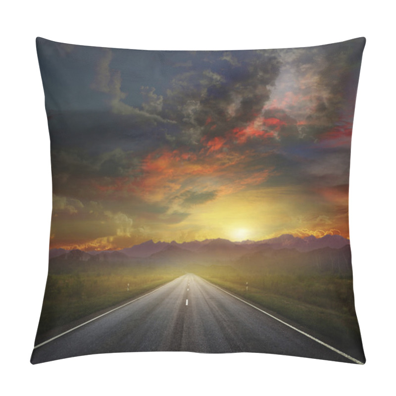 Personality  Country Road With A Dark Sky Pillow Covers