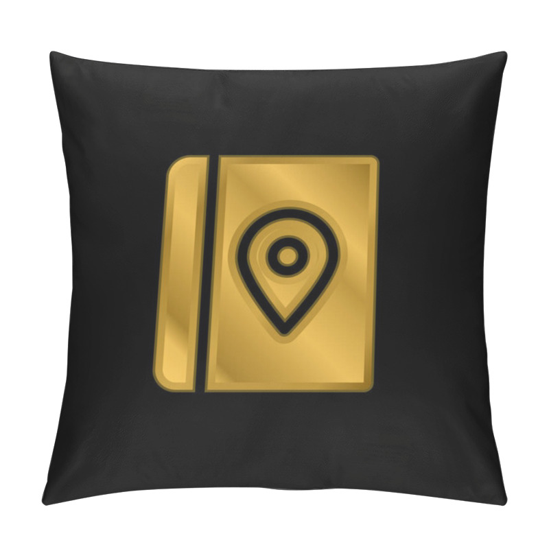 Personality  Book Gold Plated Metalic Icon Or Logo Vector Pillow Covers