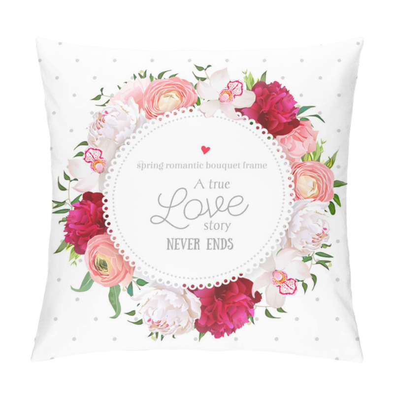 Personality  Polka Dots Pattern With Floral Vector Design Round Card Pillow Covers