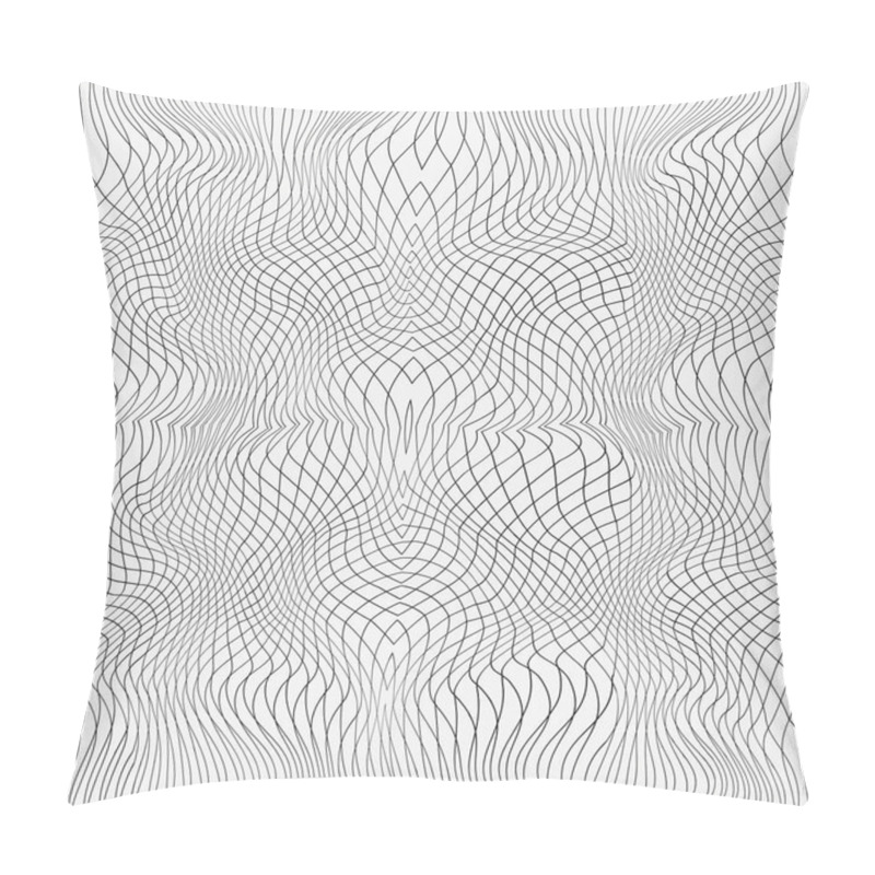 Personality  Seamless Abstract Background Of A Surface With Optical Illusion Of Distortion. Gilyoshirovanny Texture From Thin Wavy Lines. Design Of Protection. Pillow Covers