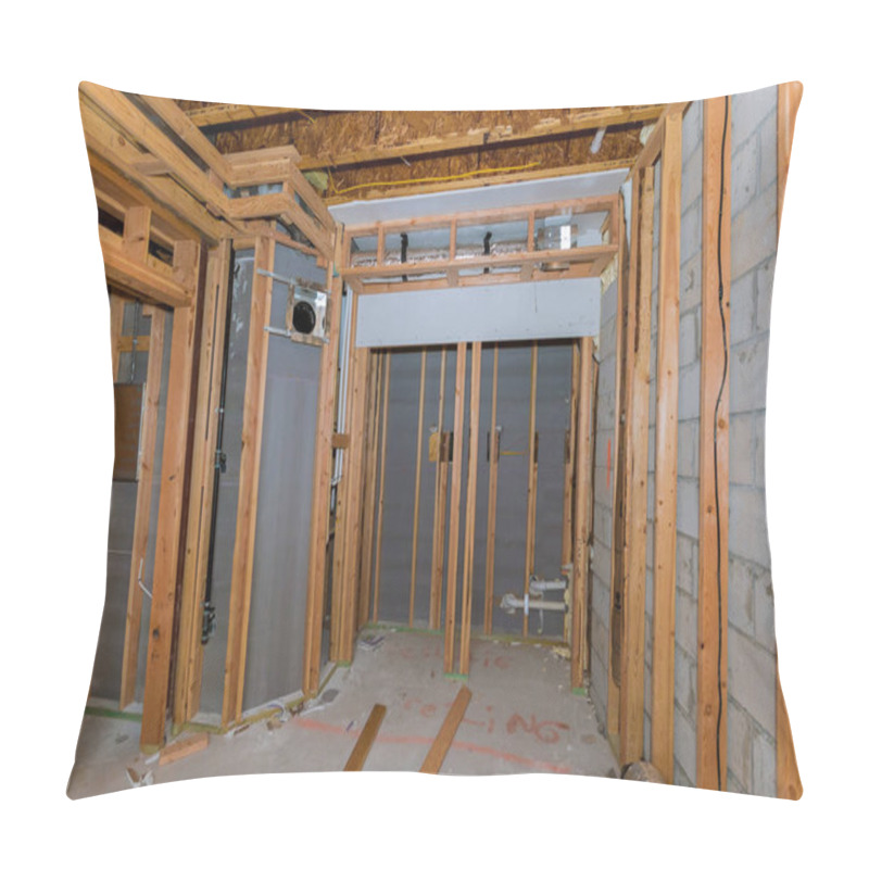 Personality  Basement Wall Framing For Home Under Construction Installation Pillow Covers